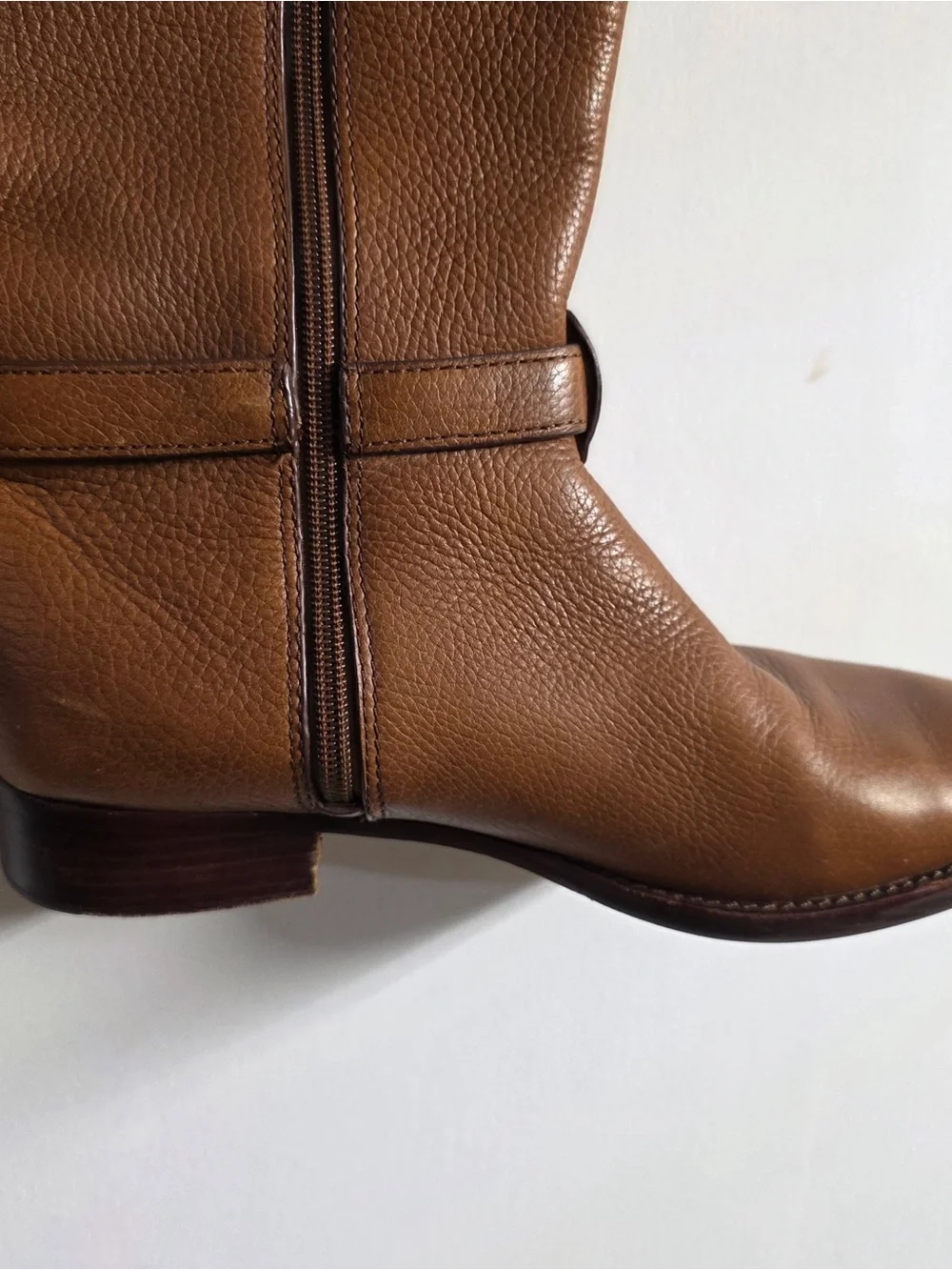 Tory Burch Cognac Leather Over-the-Knee Boots with Gold Logo